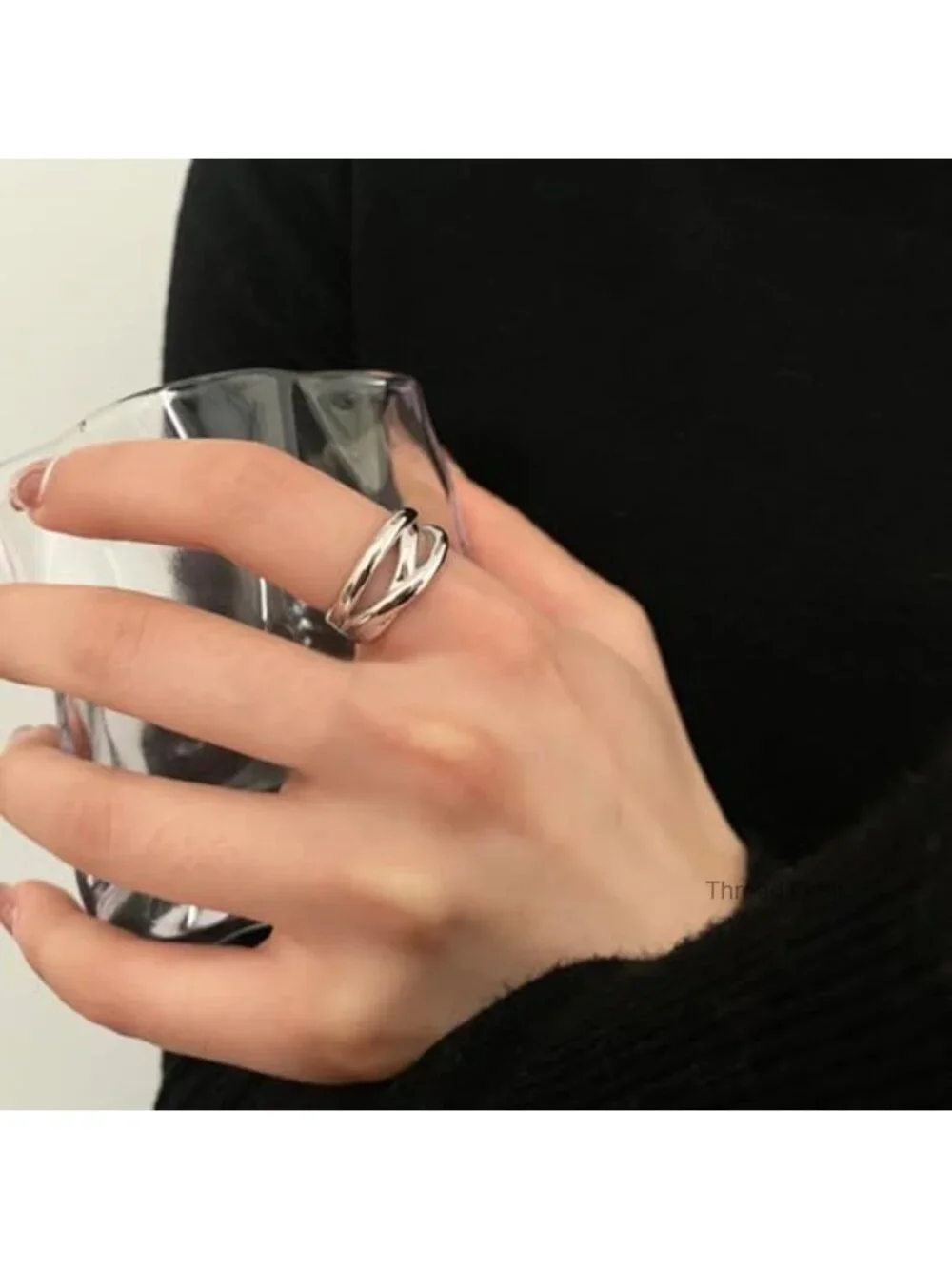 925 Sterling Silver Band Ring Adjustable Chunky Statement Ring Thumb Ring